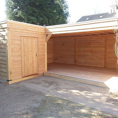 Dougas tuinoverkapping-met strakke dakrand. douglas tuinoverkapping